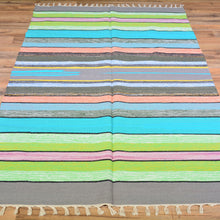 Load image into Gallery viewer, Hand-Woven Striped Design Handmade Cotton Rug (Size 3.10 X 6.0) Brrsf-963