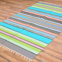 Load image into Gallery viewer, Hand-Woven Striped Design Handmade Cotton Rug (Size 3.10 X 6.0) Brrsf-963
