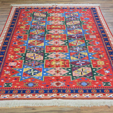 Load image into Gallery viewer, Soumak Weave Geometric Design Handmade Wool Rug (Size 5.2 X 7.5) Brrsf-1320