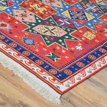 Load image into Gallery viewer, Soumak Weave Geometric Design Handmade Wool Rug (Size 5.2 X 7.5) Brrsf-1320