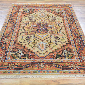 Hand-Knotted Traditional Heriz Geometric Design Wool Rug (Size 4.0 X 5.11) Cwral-6627