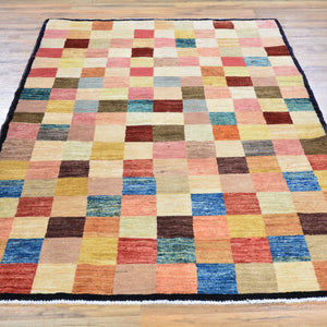 Hand-Knotted New Gabbeh Design Wool Area Rug (Size 4.2 X 6.4) Brral-798