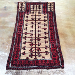 Oriental Hand-Knotted Afghan Baloch Prayer Handmade Wool Rug (Size 2.6 X 4.7) Cwrsf-1773