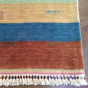 Hand-Loomed Striped Design Gabbeh Wool Rug (Size 5.6 X 8.5) Brrsf-768