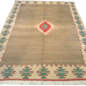 Vintage Hand-Woven Flatweave Turkish Kilim Wool One-Of-A-Kind Rug (Size 5.8 X 8.3) Brrsf-1605