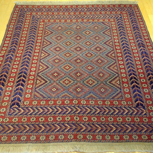 Soumak Weave Fine Afghan Tribal Wool Handmade Kilim Rug (Size 5.2 X 6.2) Brral-3750