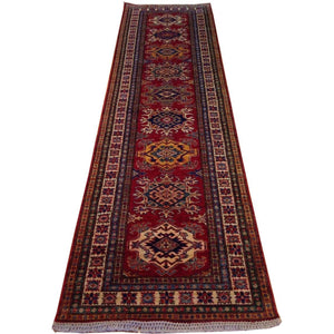 Hand-Knotted Fine Kazakl Design 100% Wool Rug Handmade (Size 2.7 X 10.6) Brral-1650