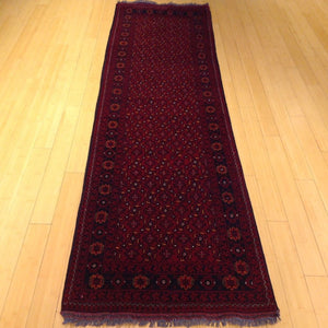 Hand-Knotted Turkmen Afghan Tribal Handmade 100% Wool Rug (Size 2.8 X 9.9) Cwral-4632
