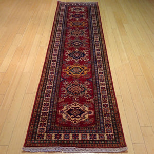 Hand-Knotted Fine Kazakl Design 100% Wool Rug Handmade (Size 2.7 X 10.6) Brral-1650