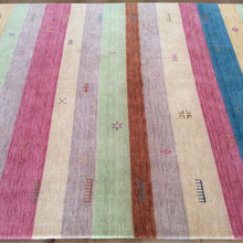 Load image into Gallery viewer, Hand-Loomed Striped Design Gabbeh Wool Rug (Size 5.6 X 8.5) Brrsf-768