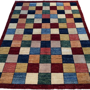 Hand-Knotted Peshawar Gabbeh Design Wool Handmade Rug (Size 4.8 X 6.8) Brrsf-747