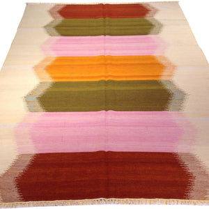 Hand-Woven Reversible Indo Morden Dhurrie Colorful Kilim Rug (Size 5.11 X 8.8) Brral-4104