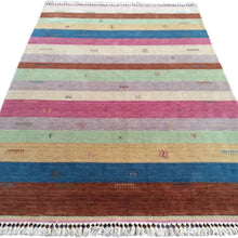 Load image into Gallery viewer, Hand-Loomed Striped Design Gabbeh Wool Rug (Size 5.6 X 8.5) Brrsf-768