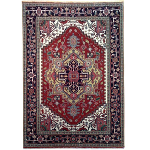 Hand-Knotted Tribal Heriz Serapi Design Wool Rug (Size 6.0 X 9.2) Brral-306