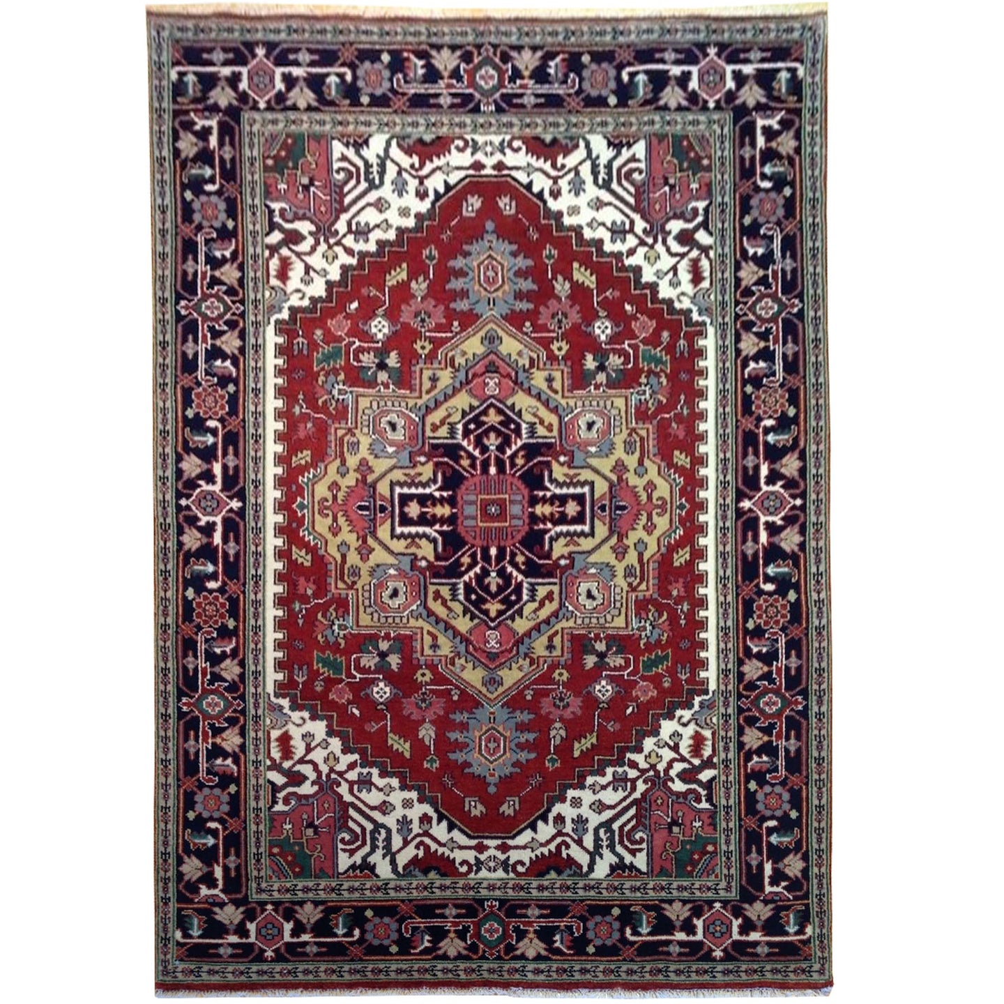 Hand-Knotted Tribal Heriz Serapi Design Wool Rug (Size 6.0 X 9.2) Brral-306