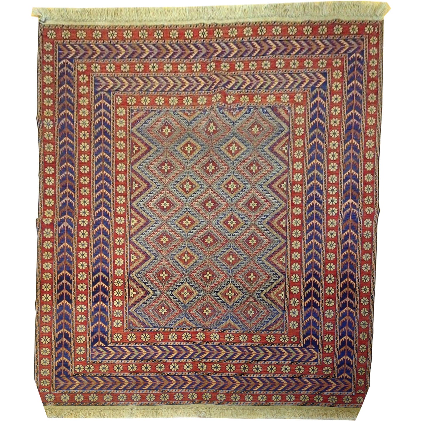 Soumak Weave Fine Afghan Tribal Wool Handmade Kilim Rug (Size 5.2 X 6.2) Brral-3750