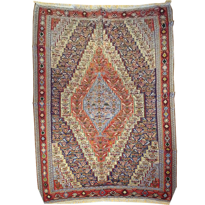 Hand-Woven Reversible Persian Sanna Kilim Flatweave Handmade Rug (Size 6.2 X 9.1) Brral-4035