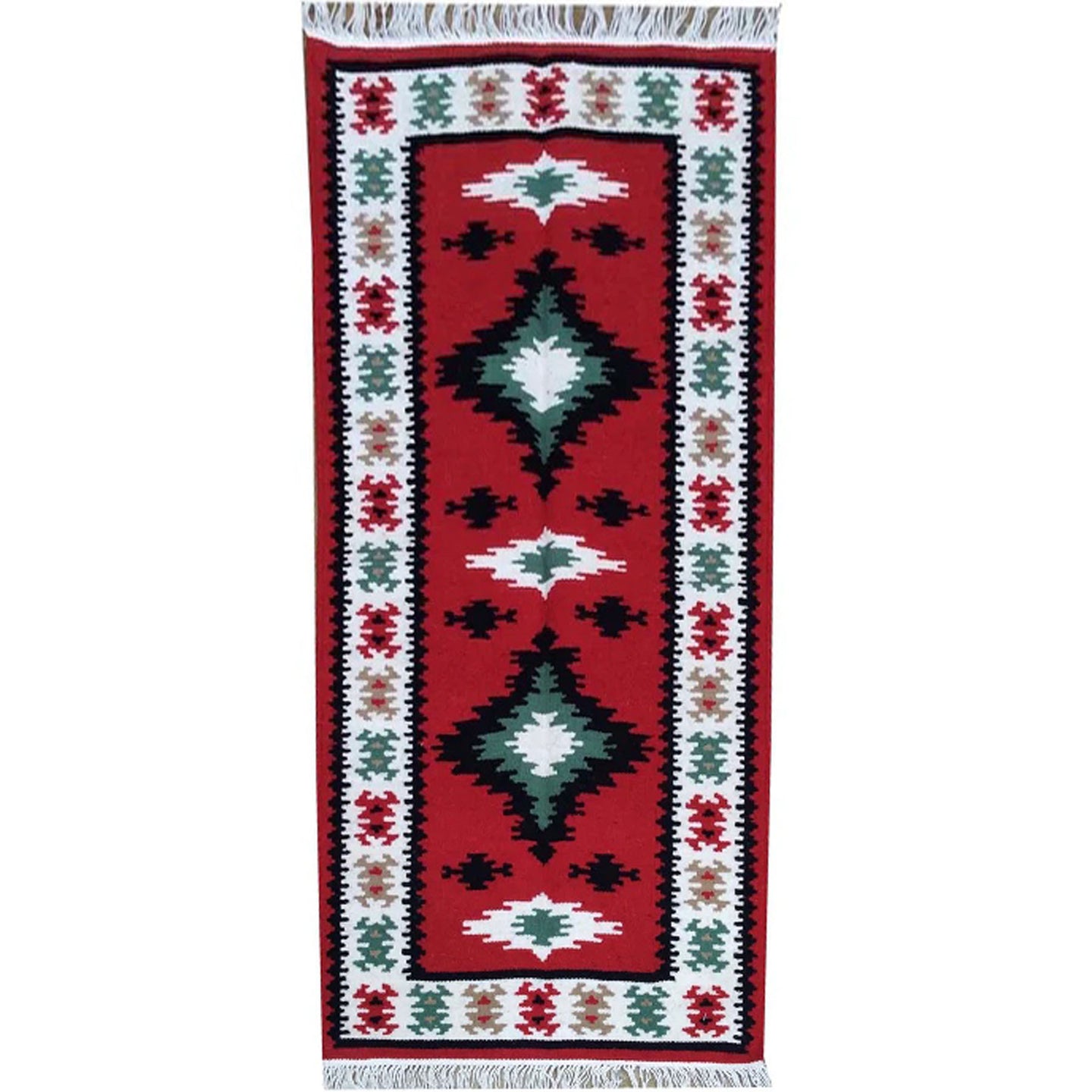 Hand-Knotted Handmade Kilim Reversible Wool Geometric Design Rug (Size 2.0 X 4.1) Brrsf-483