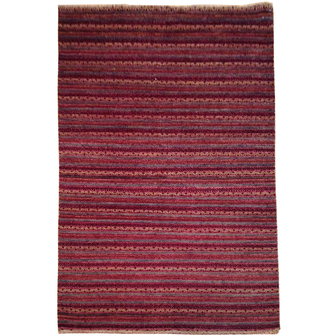 Hand-Knotted Gabbeh Striped Design Wool Handmade Rug (Size 4.0 X 6.0) Brral-660