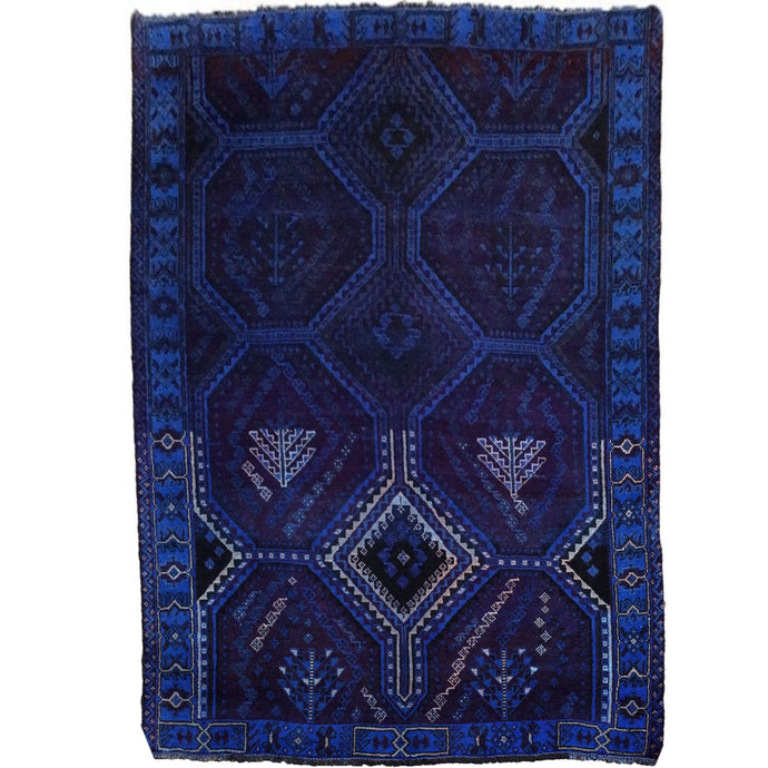 Hand-Knotted Persian Blue Overdyed Wool Handmade Rug (Size 5.3 X 7.8) Brrsf-714