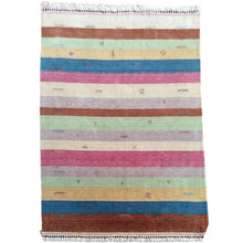 Load image into Gallery viewer, Hand-Loomed Striped Design Gabbeh Wool Rug (Size 5.6 X 8.5) Brrsf-768