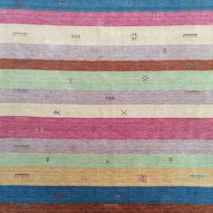 Hand-Loomed Striped Design Gabbeh Wool Rug (Size 5.6 X 8.5) Brrsf-768