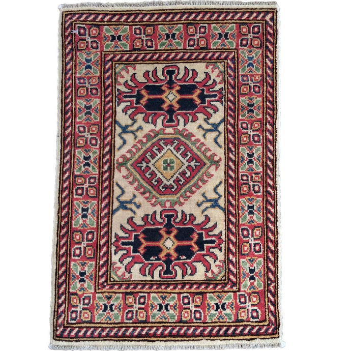 Hand-Knotted Kazak Geometric Design Handmade Wool Rug (Size 2.0 X 2.10) Brrsf-993