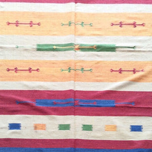 Hand-Woven Flatweave Southwestern Design Handmade Cotton Rug (Size 4.10 X 7.6) Brrsf-1392