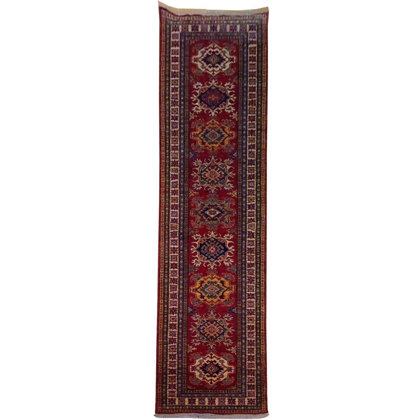 Hand-Knotted Fine Kazakl Design 100% Wool Rug Handmade (Size 2.7 X 10.6) Brral-1650