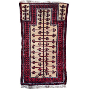Oriental Hand-Knotted Afghan Baloch Prayer Handmade Wool Rug (Size 2.6 X 4.7) Cwrsf-1773