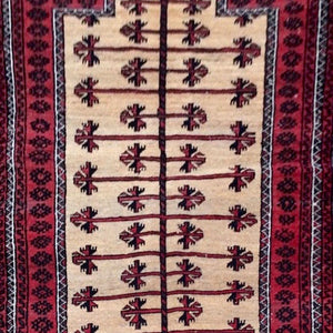 Oriental Hand-Knotted Afghan Baloch Prayer Handmade Wool Rug (Size 2.6 X 4.7) Cwrsf-1773
