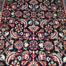 Load image into Gallery viewer, Traditional Indo Herati Black color Tabriz Design Wool Rug (Size 2.6 X 11.9) Cwral-1542