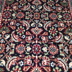 Traditional Indo Herati Black color Tabriz Design Wool Rug (Size 2.6 X 11.9) Cwral-1542