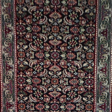 Load image into Gallery viewer, Traditional Indo Herati Black color Tabriz Design Wool Rug (Size 2.6 X 11.9) Cwral-1542