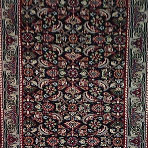 Traditional Indo Herati Black color Tabriz Design Wool Rug (Size 2.6 X 11.9) Cwral-1542