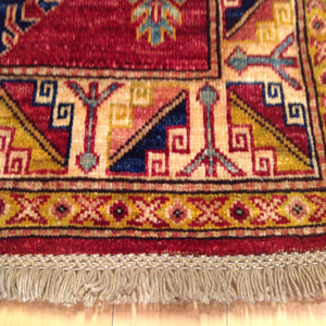 New Super Kazak Design Geometric Wool Rug (Size 2.7 X 9.10) Cwral-1638