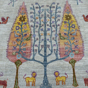 Hand-Knotted Peshawar Tree Willow Design Handmade Wool Rug (Size 11.7 X 14.8) Cwral-11151