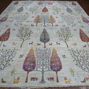 Hand-Knotted Peshawar Tree Willow Design Handmade Wool Rug (Size 11.7 X 14.8) Cwral-11151