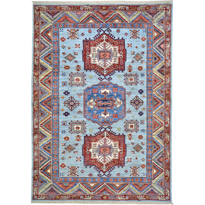 Hand-Knotted Fine Tribal Kazak Design Handmade Wool Rug (Size 5.8 X 8.0) Cwral-9270