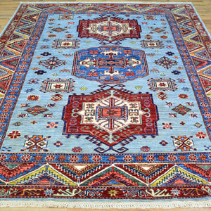 Hand-Knotted Fine Tribal Kazak Design Handmade Wool Rug (Size 5.8 X 8.0) Cwral-9270