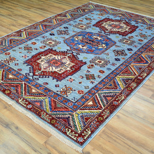 Hand-Knotted Fine Tribal Kazak Design Handmade Wool Rug (Size 5.8 X 8.0) Cwral-9270