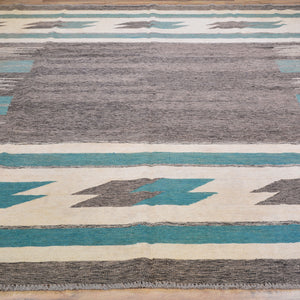 Hand-Woven Reversible Modern Design Handmade Wool Rug (Size 8.2 X 9.8) Cwral-10917