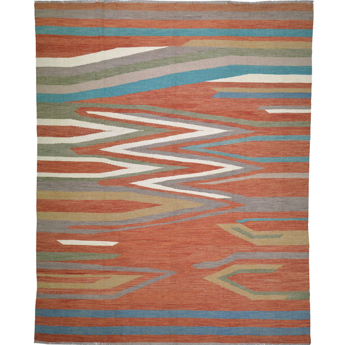 Hand-Woven Reversible Modern Design Handmade Wool Rug (Size 8.1 X 9.9) Cwral-10923