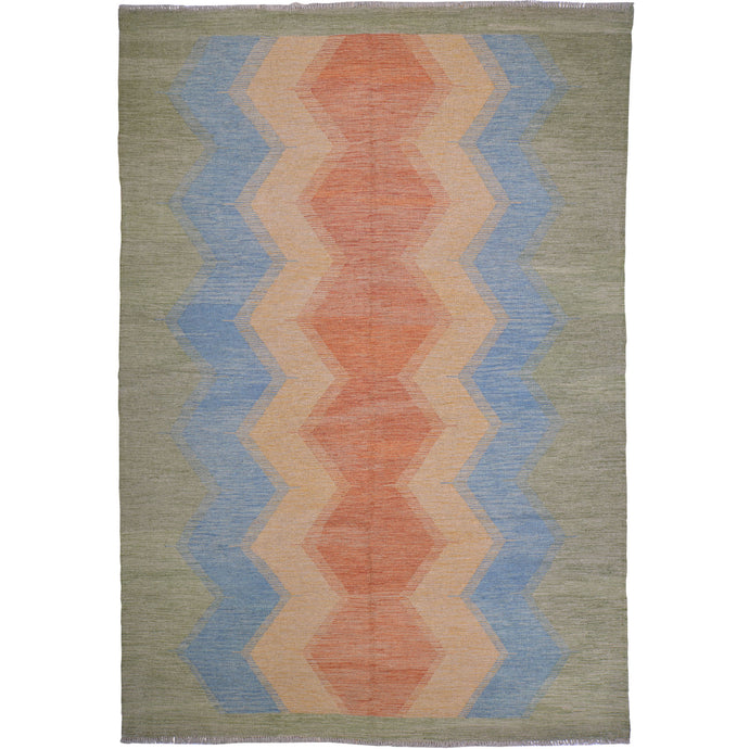 Hand-Woven Reversible Modern Design Handmade Wool Rug (Size 6.10 X 9.9) Cwral-10926