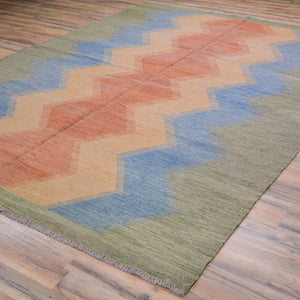 Hand-Woven Reversible Modern Design Handmade Wool Rug (Size 6.10 X 9.9) Cwral-10926