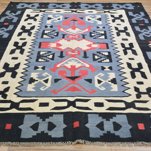 Hand-Woven Reversible Southwestern Design Handmade Wool Rug (Size 6.0 X 9.0) Cwral-10935