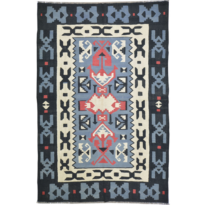 Hand-Woven Reversible Southwestern Design Handmade Wool Rug (Size 6.0 X 9.0) Cwral-10935