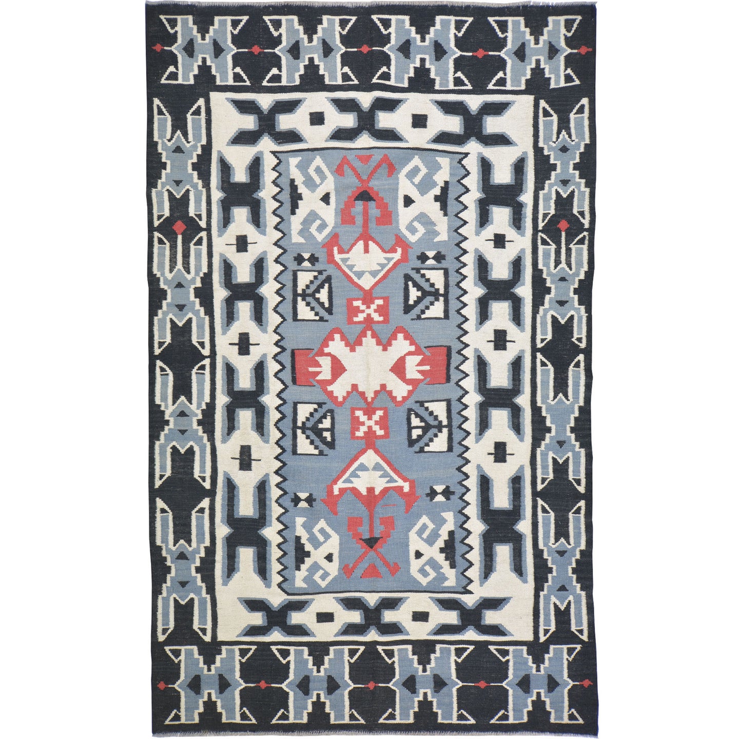 Hand-Woven Reversible Southwestern Design Handmade Wool Rug (Size 5.2 X 8.3) Cwral-10938