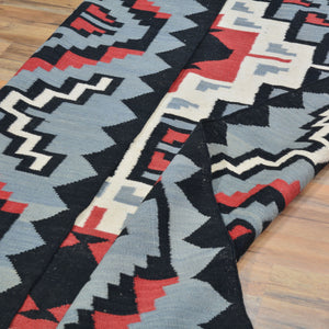 Hand-Woven Flat-Weave Southwestern Design Handmade Wool Rug (Size 4.9 X 7.9) Cwral-10941