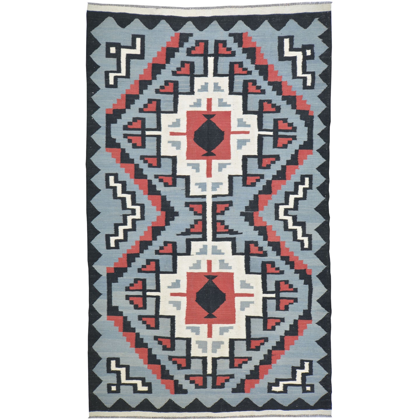 Hand-Woven Flat-Weave Southwestern Design Handmade Wool Rug (Size 4.9 X 7.9) Cwral-10941